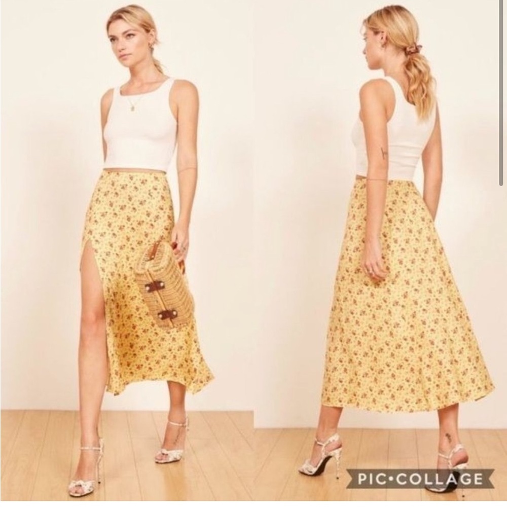 Reformation Zoe Side Slit Midi Skirt In Gwen 12